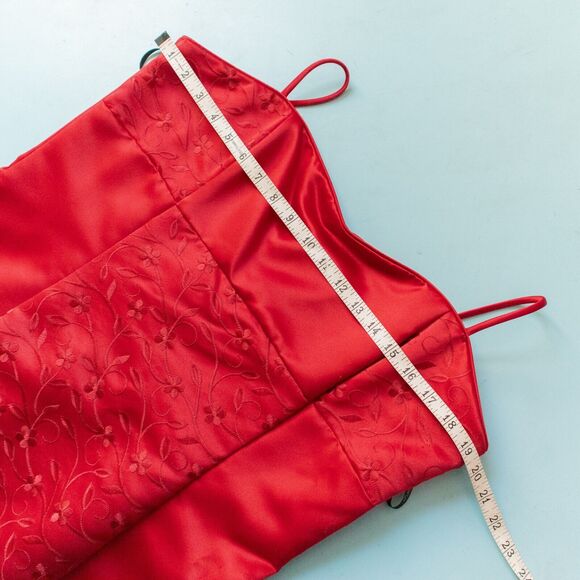 Scott McCLintock Vintage Y2K Red Floral Embroidered A-Line Formal Dress Size 16 - Picture 4 of 8